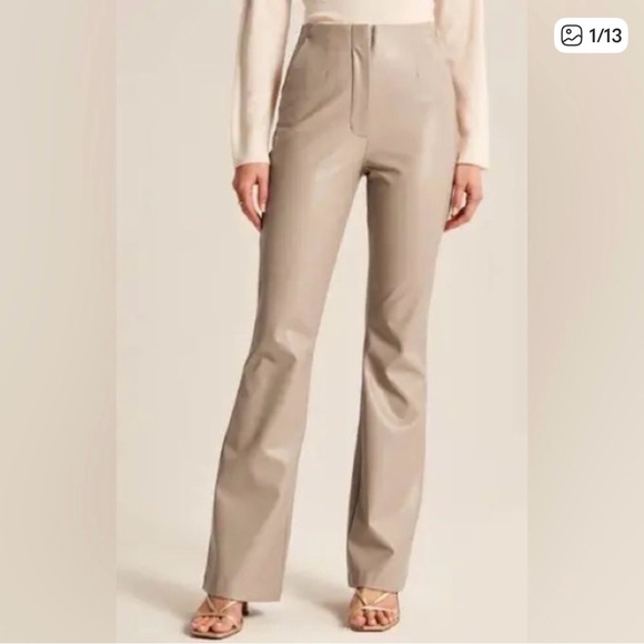 Abercrombie & Fitch Pants - Abercrombie & Fitch Vegan Leather Beige Flare Pants